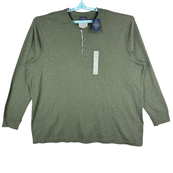 St Johns Bay Men's Big/Tall Super Soft Pullover Green Henley Shirt Size 4XLT NWT - Picture 1 of 8